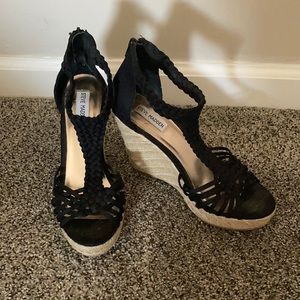 Steve Madden black wedges, size 8